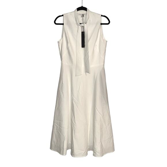 NWT Black Halo Carolina Sleeveless Neck Tie Fit and Flare Midi Dress in Pearl 8 - Picture 2 of 10